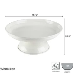 White Pedestal Metal Serve Bowl