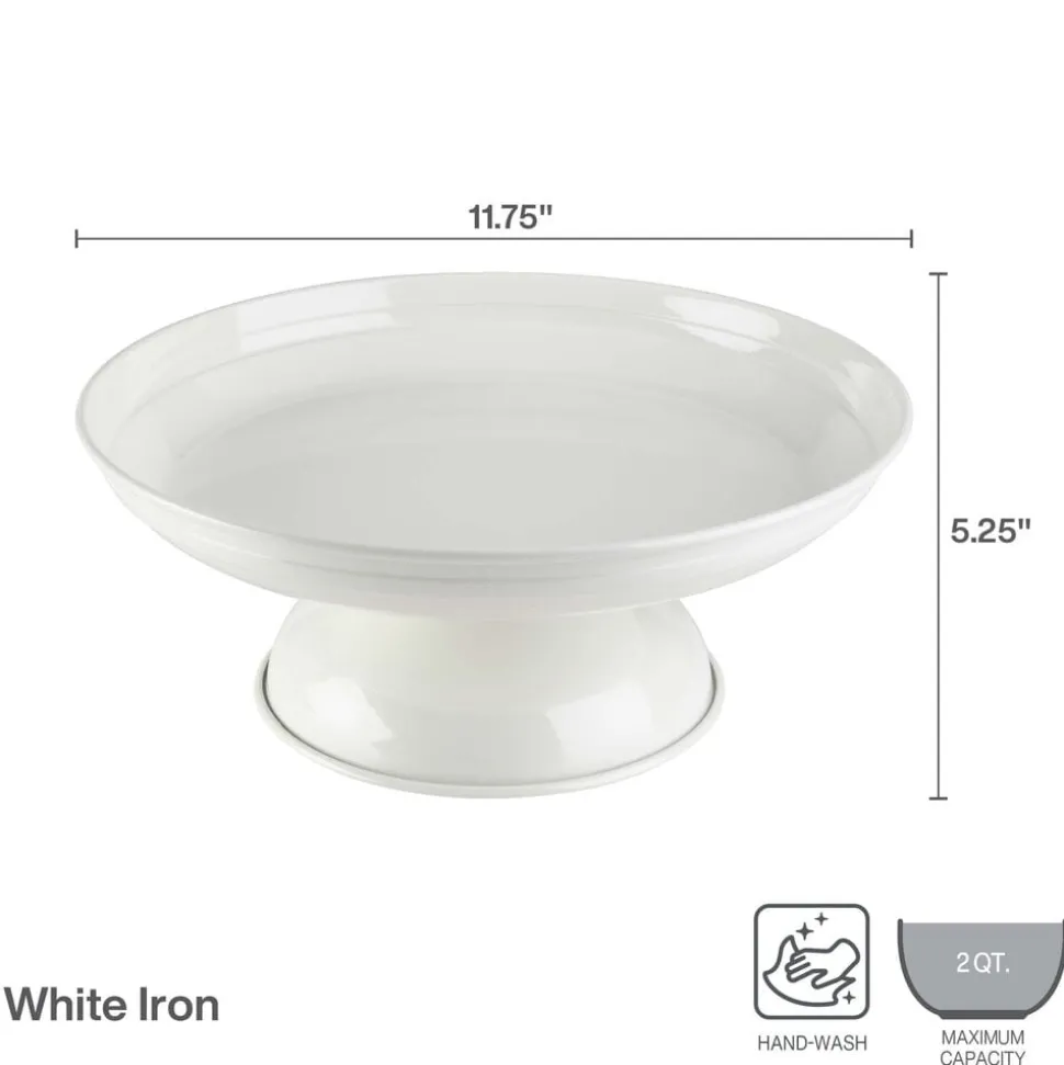White Pedestal Metal Serve Bowl