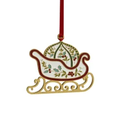 Winterberry® Gold Plated Enamel Sleigh Christmas Ornament