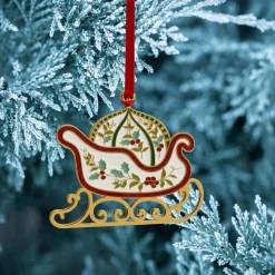 Winterberry® Gold Plated Enamel Sleigh Christmas Ornament