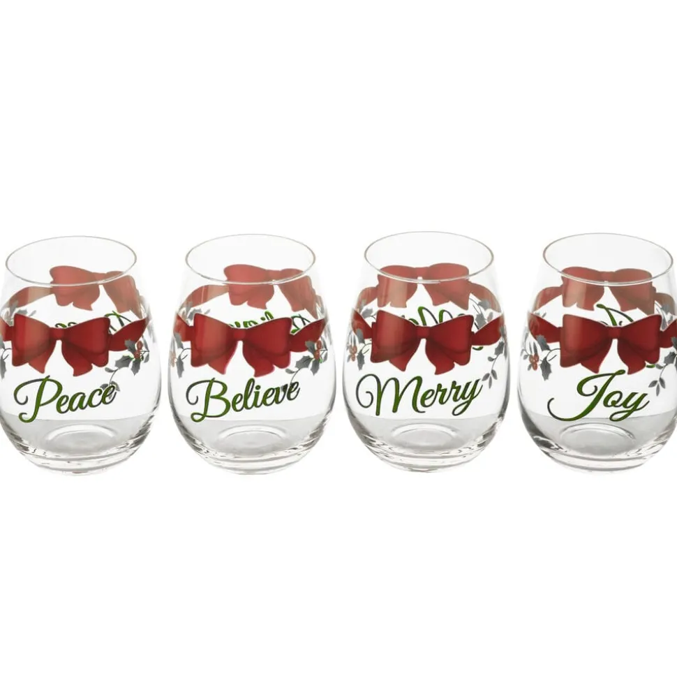 Winterberry® Ribbon Set of 4 Stemless Wine Glasses