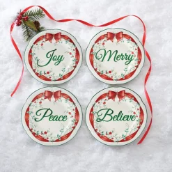 Winterberry® Set of 4 Red Ribbon Salad Plates