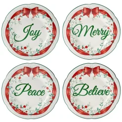 Winterberry® Set of 4 Red Ribbon Salad Plates