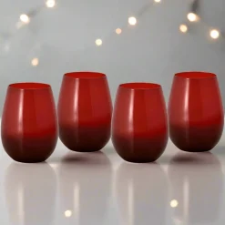 Winterberry® Set of 4 Red Stemless Wine Glasses
