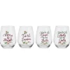 Winterberry® Set of 4 Sentiment Stemless Wine Glasses