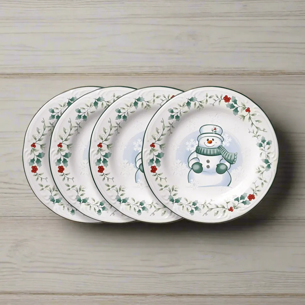 Winterberry® Set of 4 Snowman Salad Plates